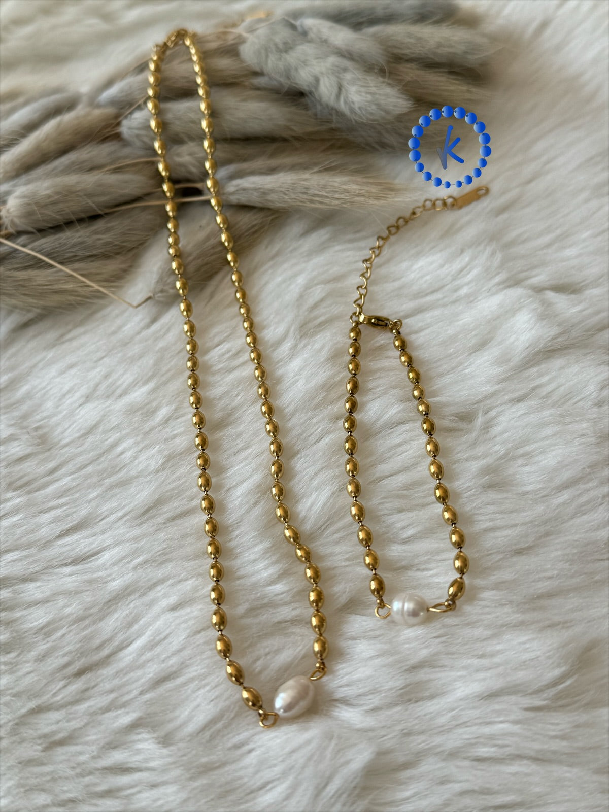 Amazing Set of Rice Ball Chain with Pearl