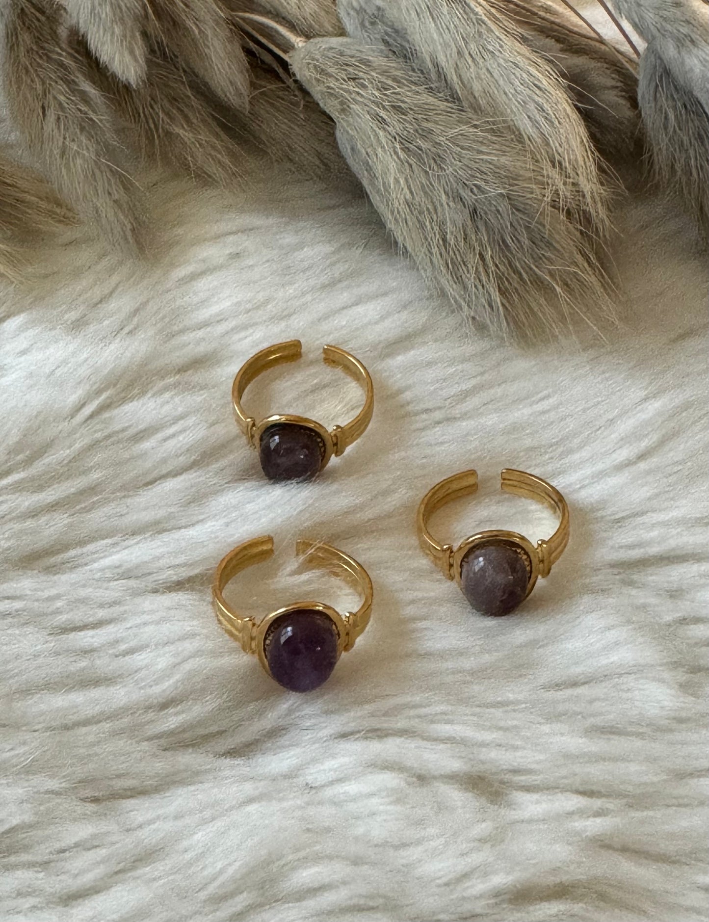 Amazing Amethyst Stainless Steel Ring
