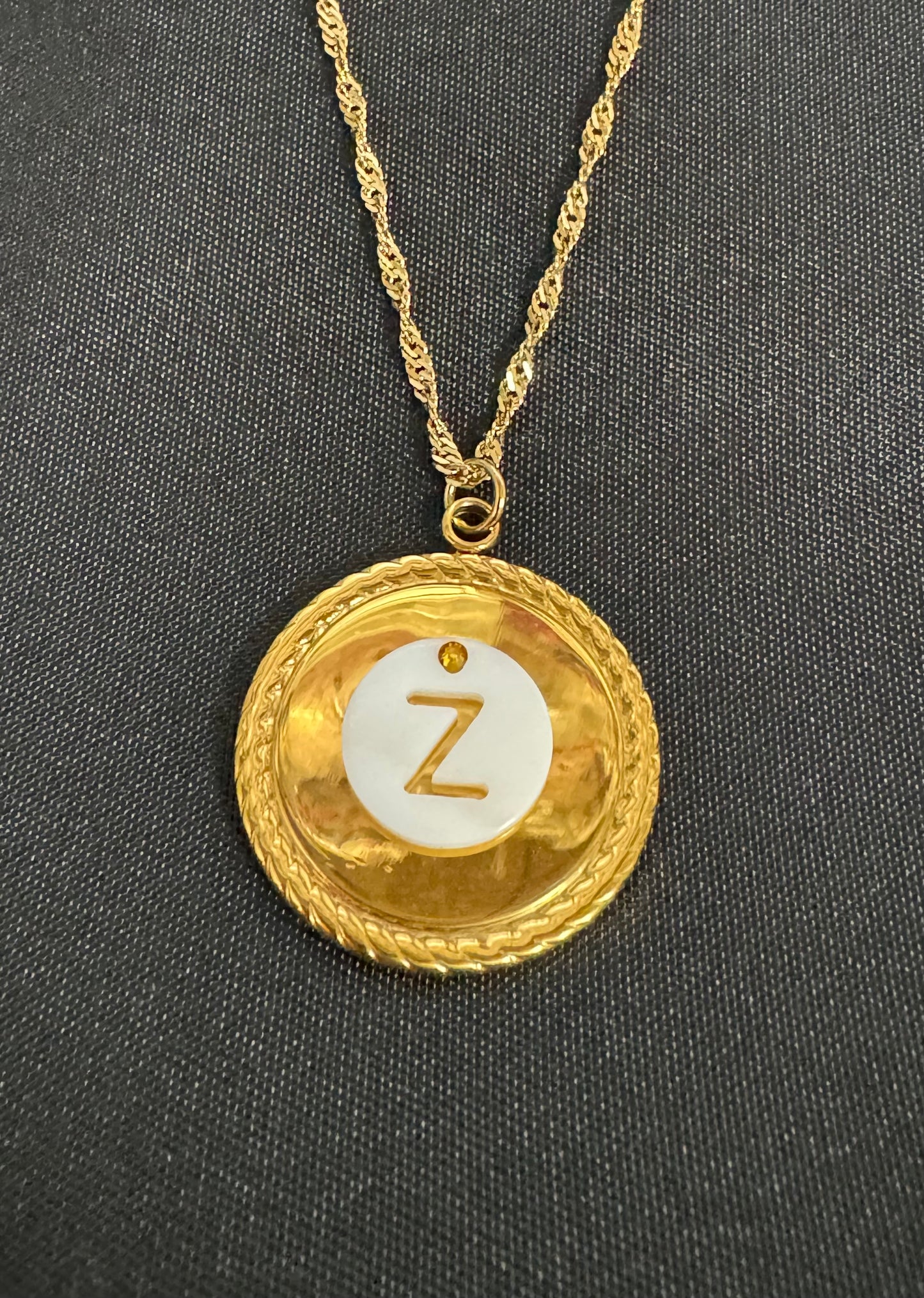 Shell with Flat Back Swarovski Gold Alphabet Necklace