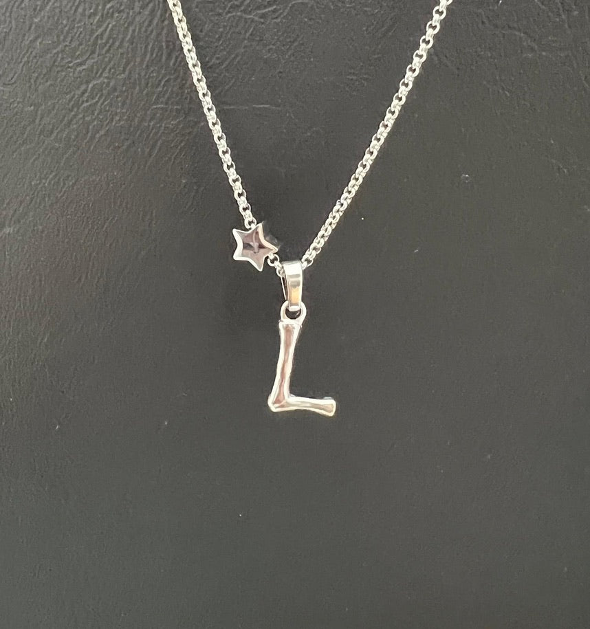 Bamboo Stainless Steel Letter Charm