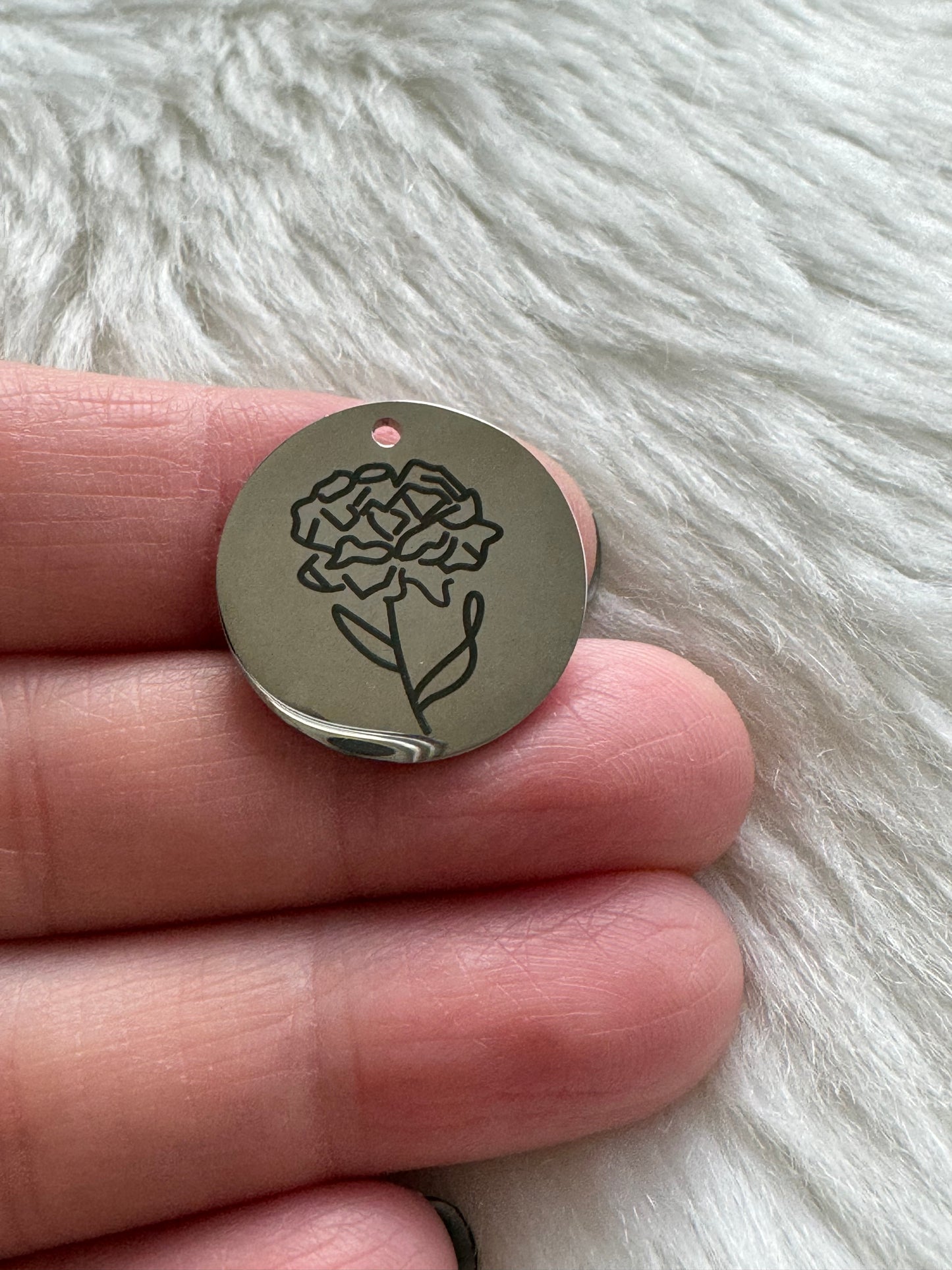 Stainless Steel Birth Month Flower