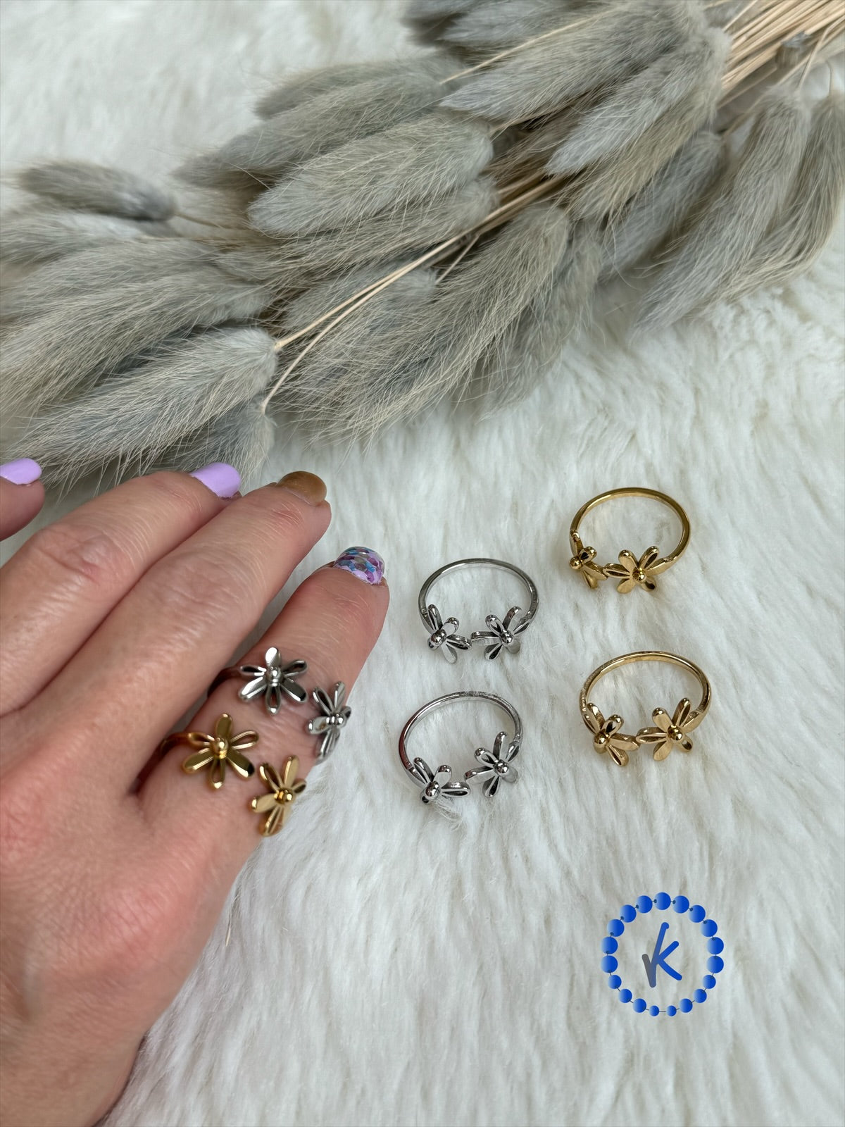 Delicate Flower Stainless Steel Ring