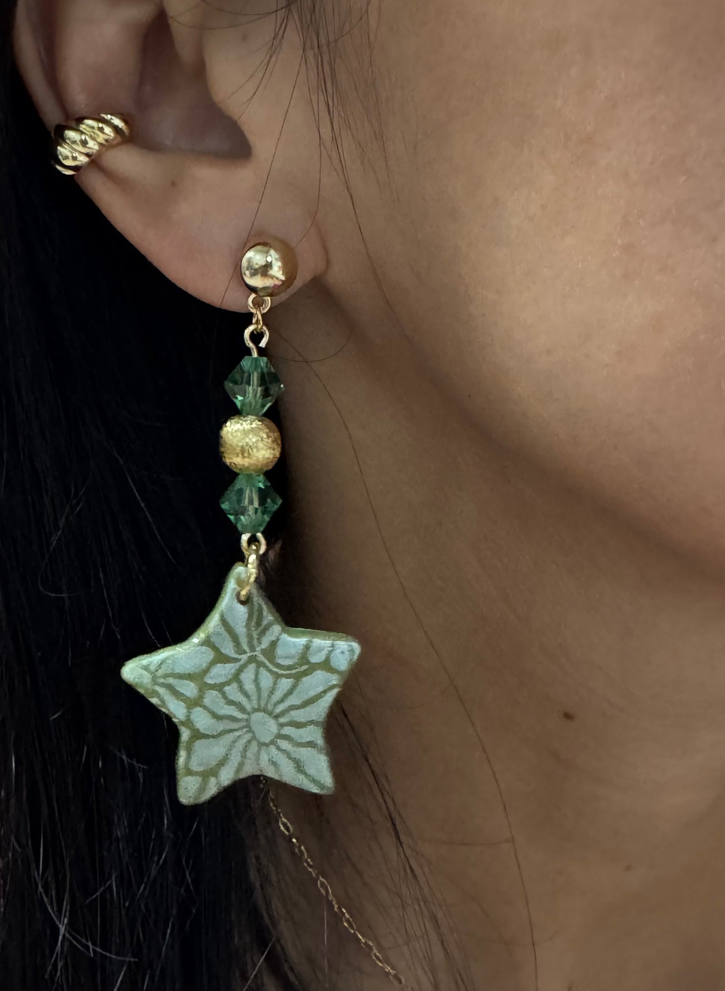 Beautiful green polymer earring