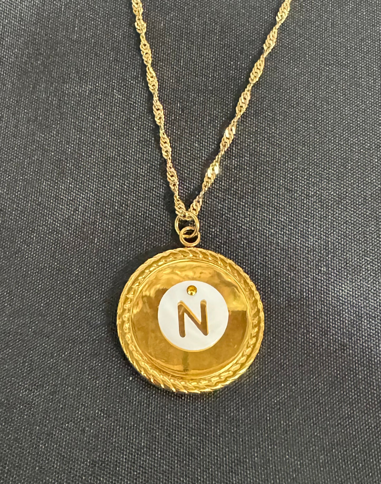 Shell with Flat Back Swarovski Gold Alphabet Necklace