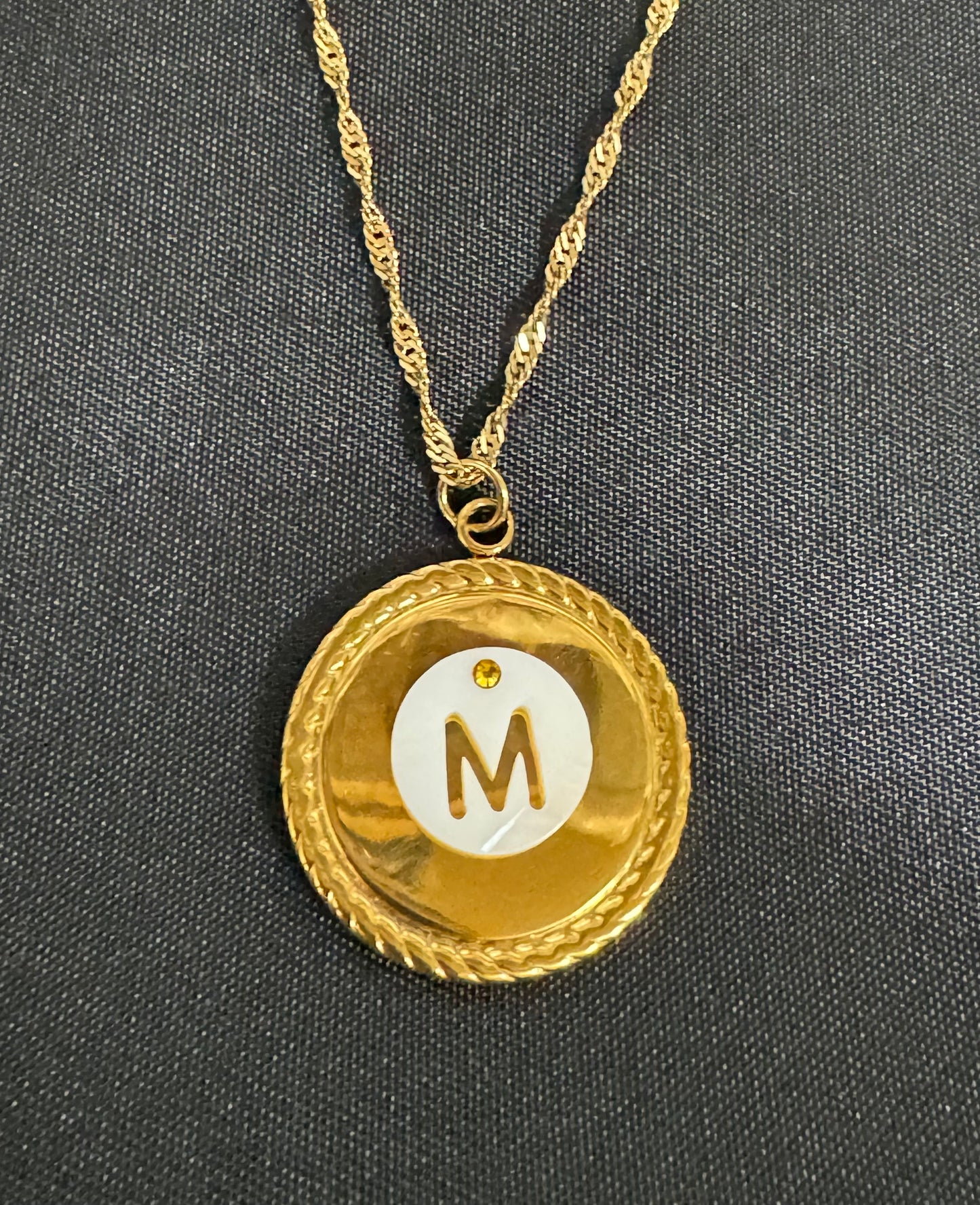 Shell with Flat Back Swarovski Gold Alphabet Necklace
