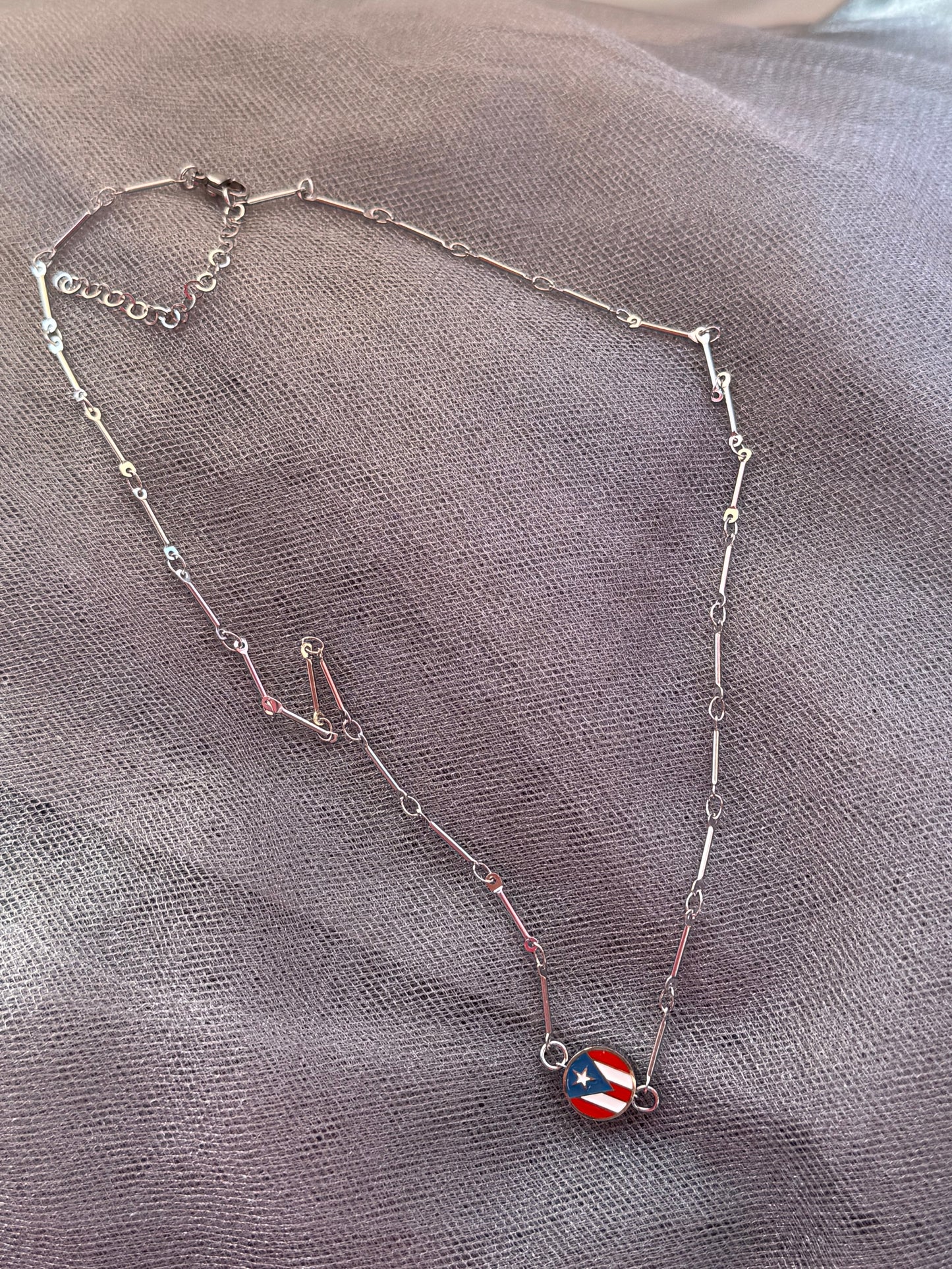 Enamel Puerto Rico Flag Necklace