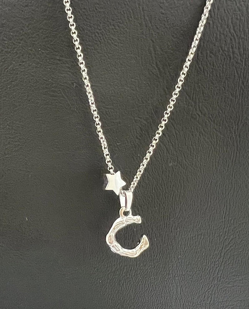 Bamboo Stainless Steel Letter Charm