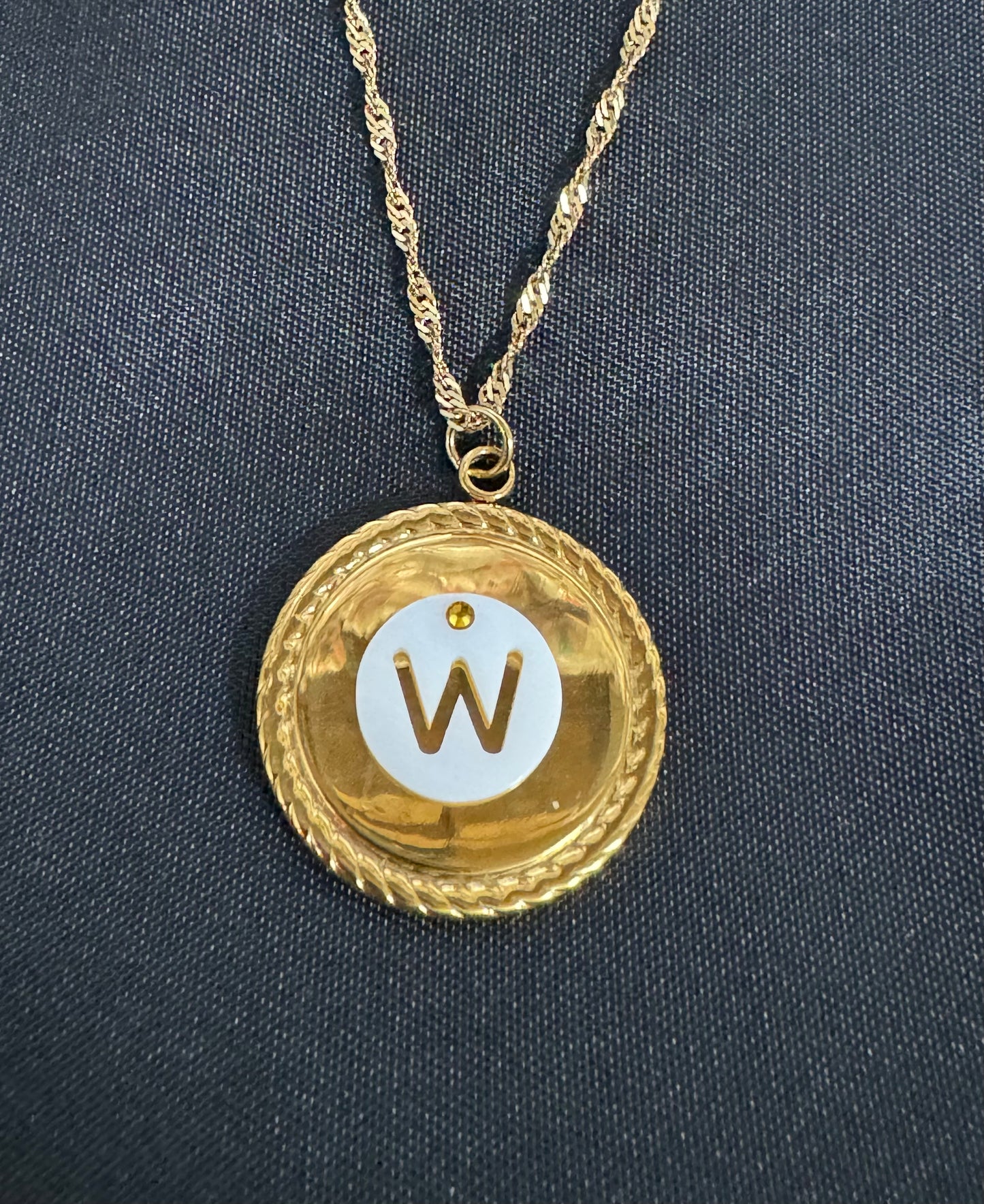 Shell with Flat Back Swarovski Gold Alphabet Necklace
