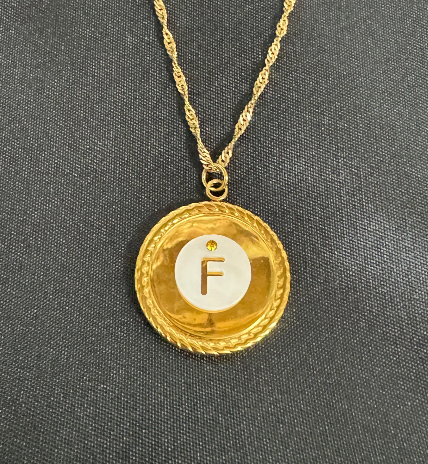 Shell with Flat Back Swarovski Gold Alphabet Necklace