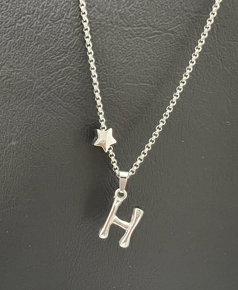 Bamboo Stainless Steel Letter Charm