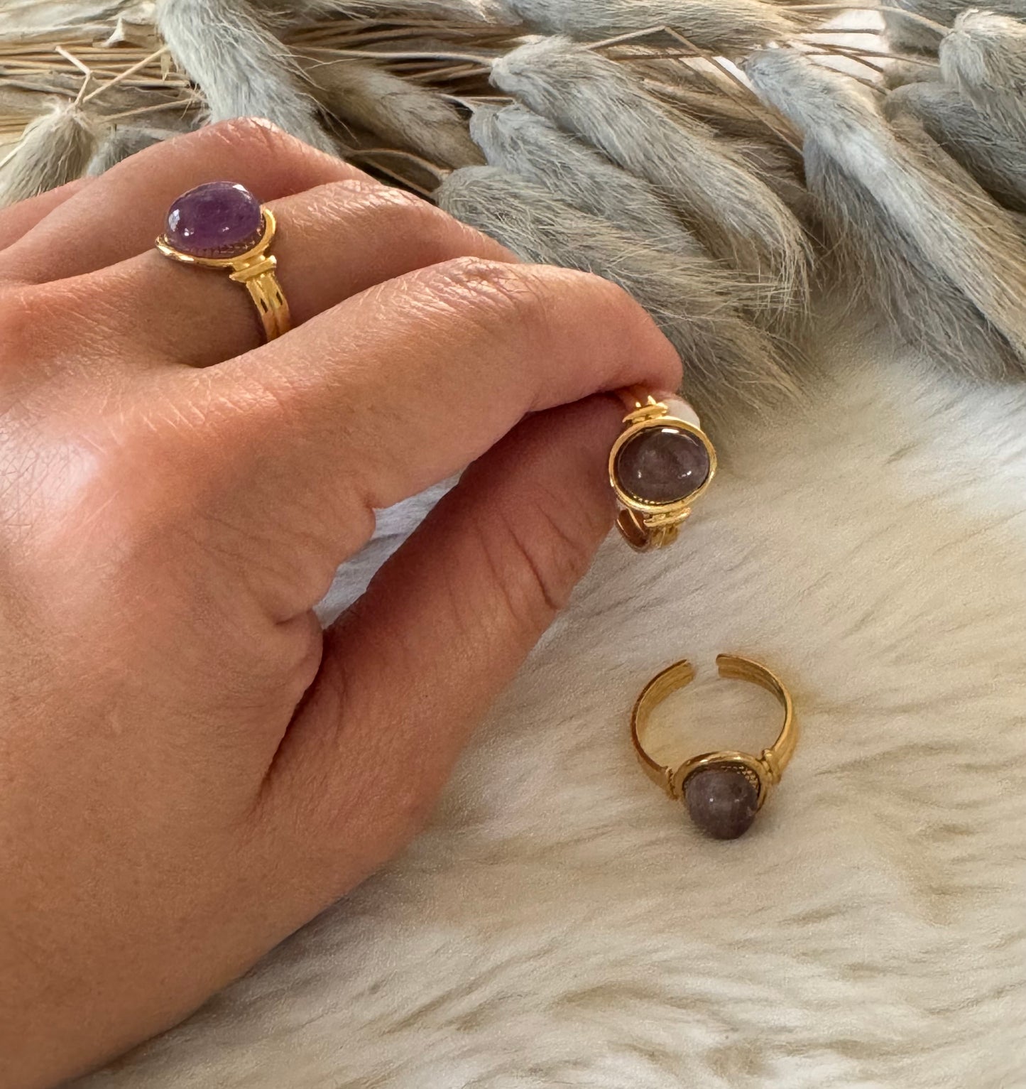 Amazing Amethyst Stainless Steel Ring