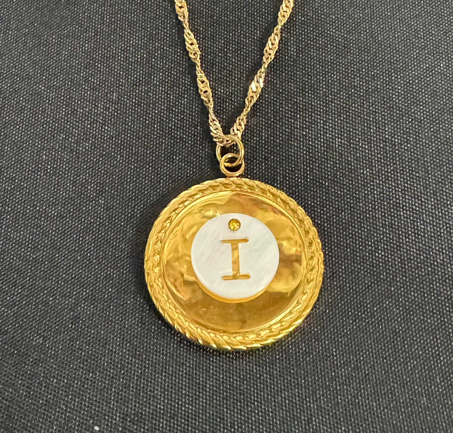 Shell with Flat Back Swarovski Gold Alphabet Necklace