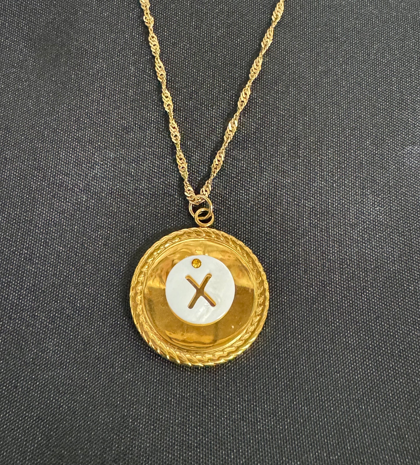 Shell with Flat Back Swarovski Gold Alphabet Necklace
