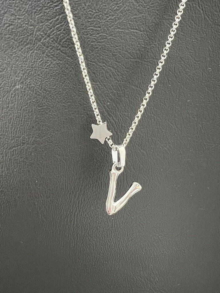 Bamboo Stainless Steel Letter Charm
