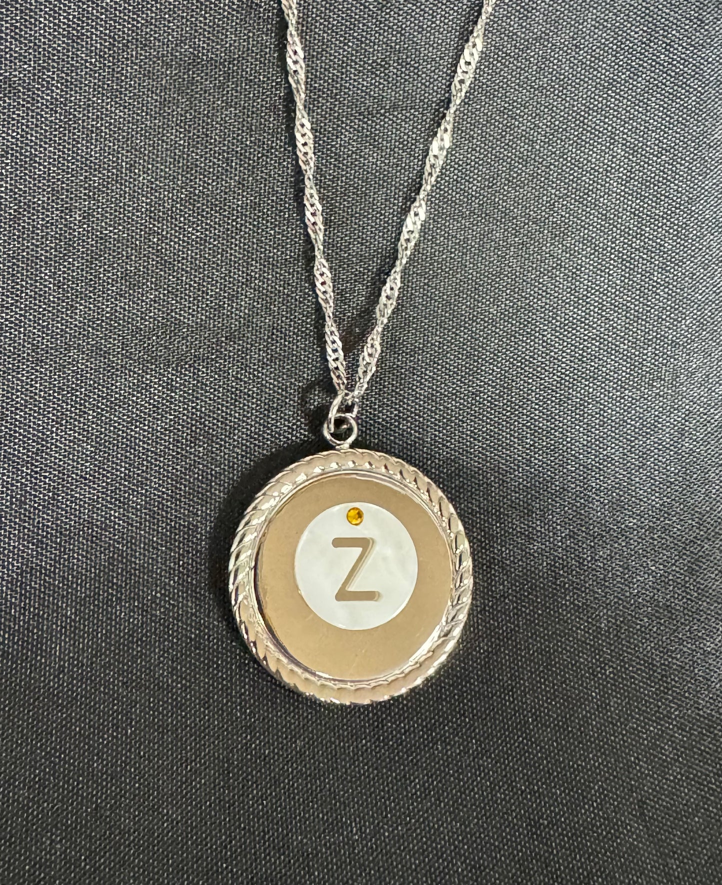Shell with Flat Back Swarovski Alphabet Silver Necklace