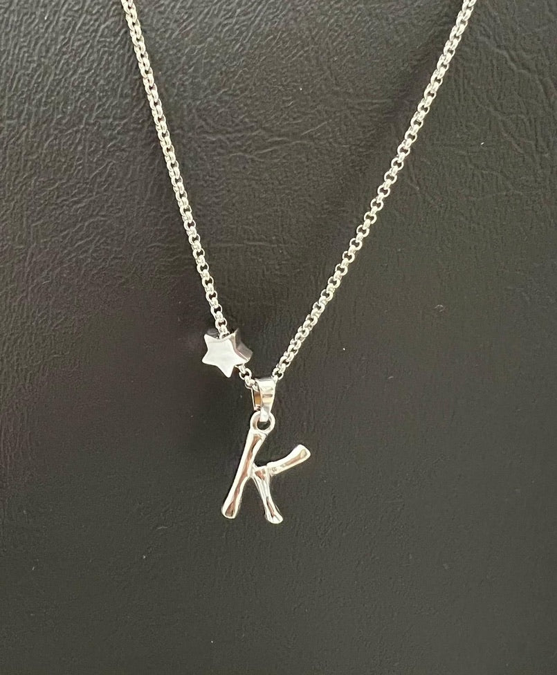 Bamboo Stainless Steel Letter Charm