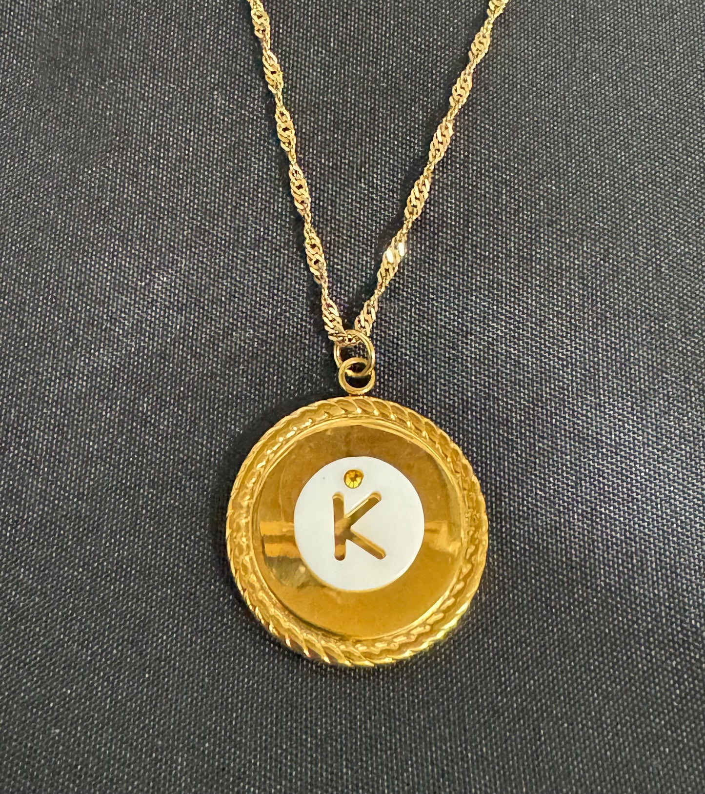 Shell with Flat Back Swarovski Gold Alphabet Necklace