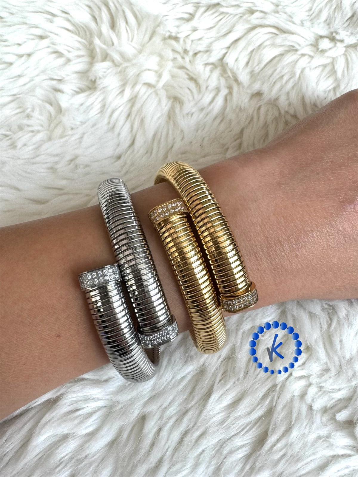 Crystal Stainless Steel Bangle