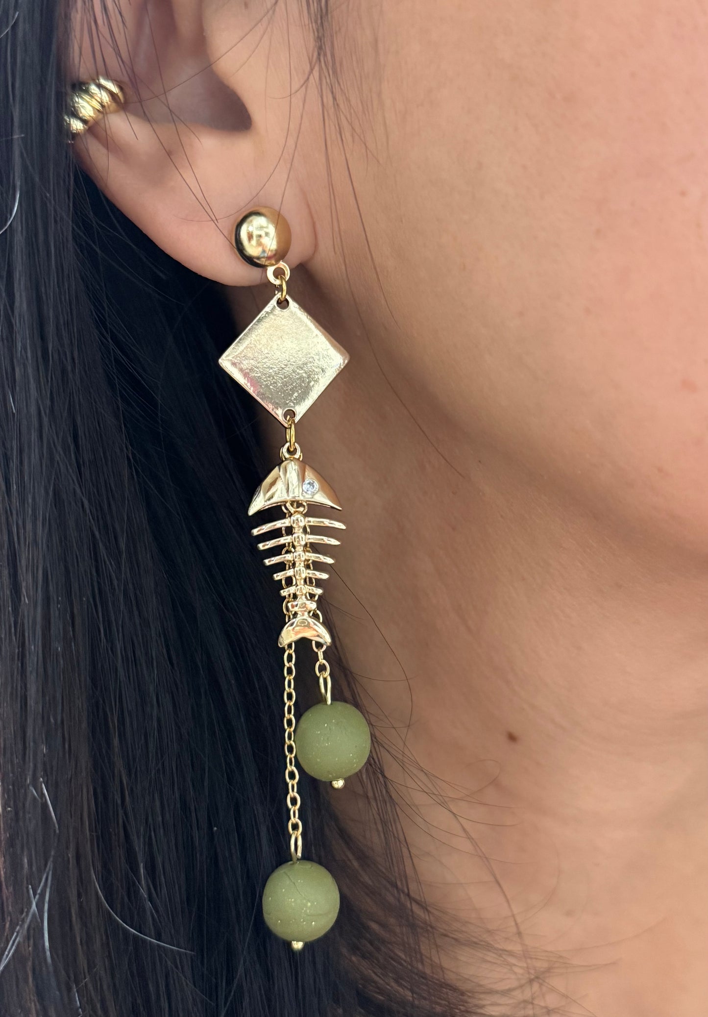 Beautiful green polymer earring