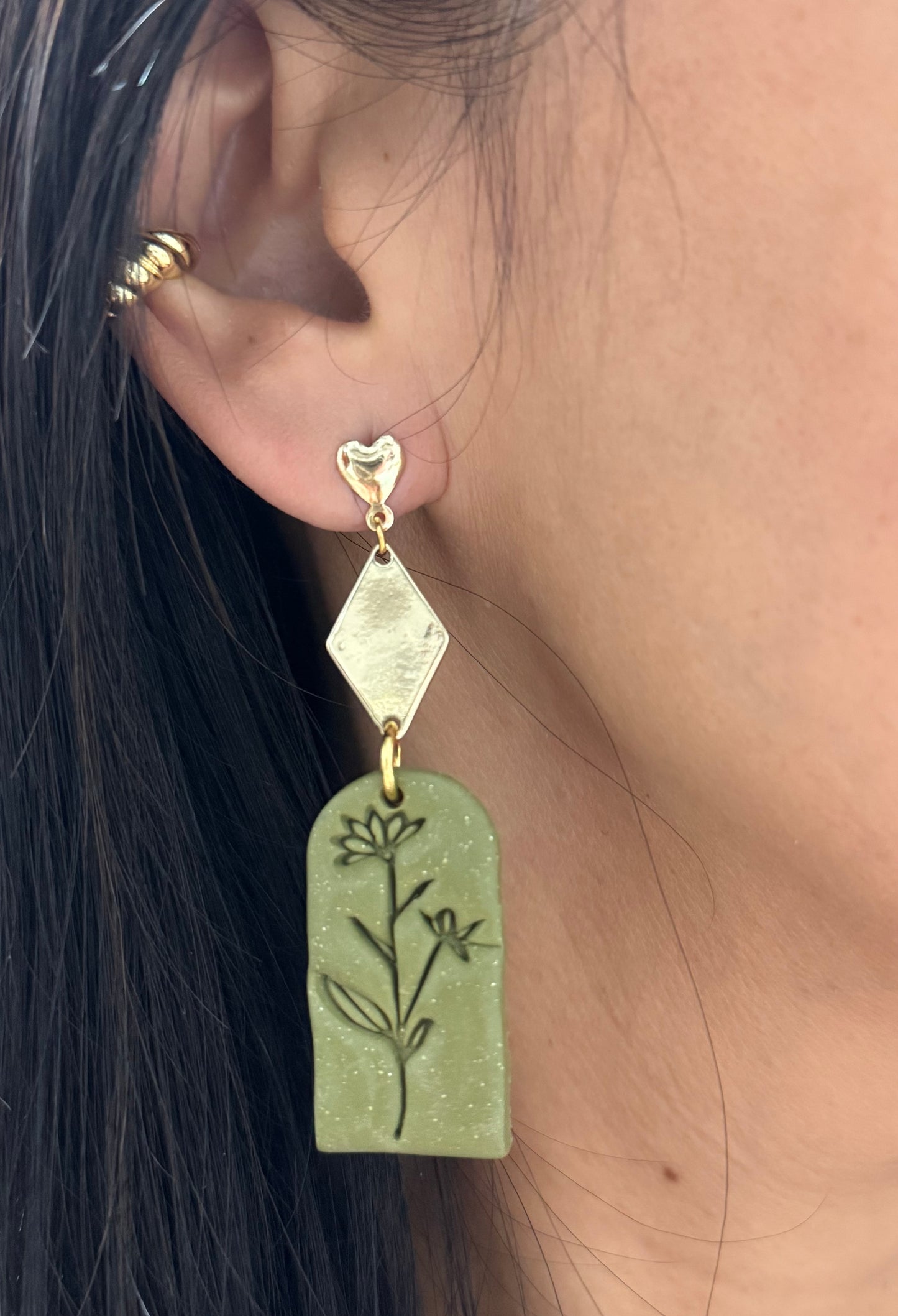 Beautiful green polymer earring