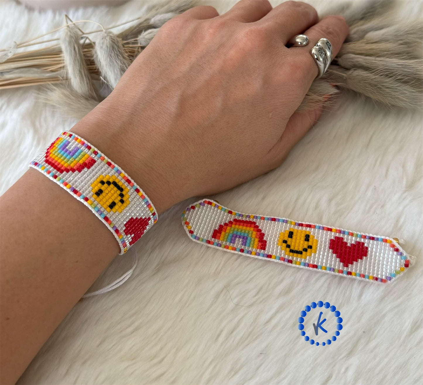 Rainbow and Sun Seed Bead Bracelet