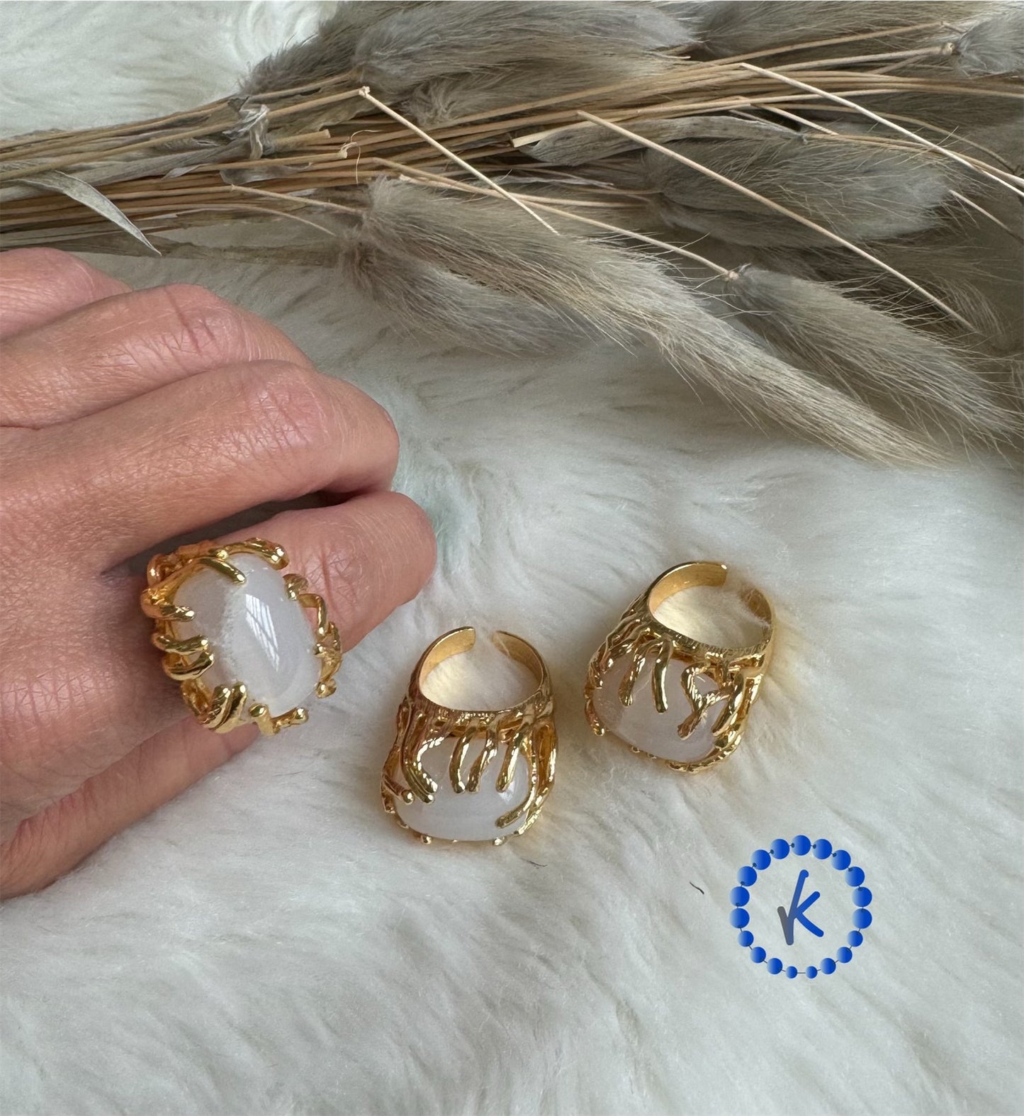 Nature Moon Stone Gems Ring