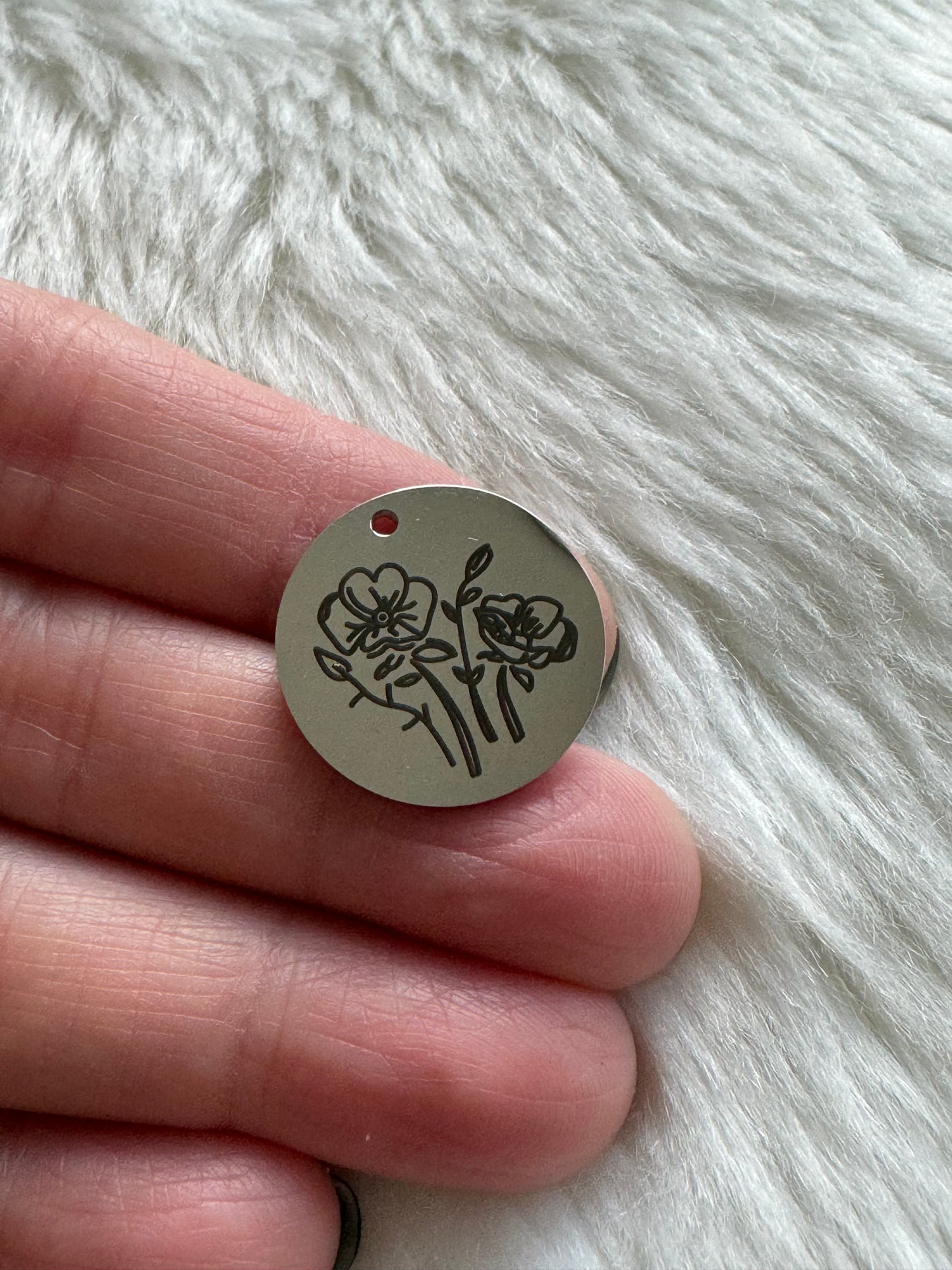Stainless Steel Birth Month Flower