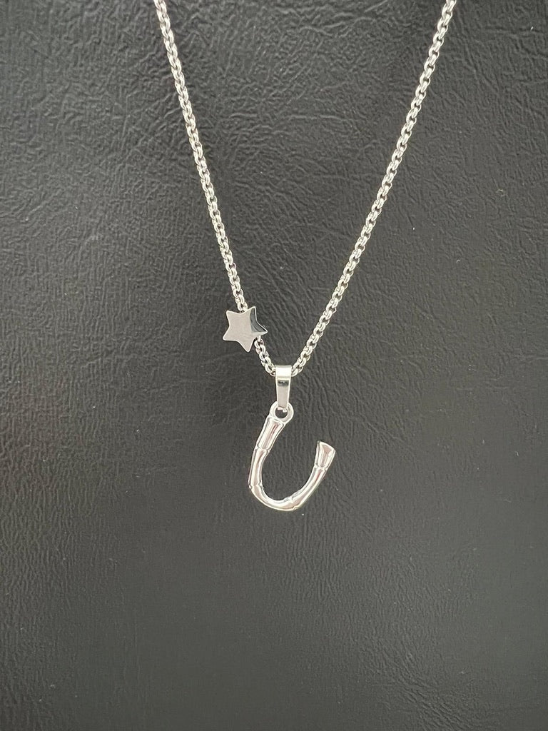 Bamboo Stainless Steel Letter Charm