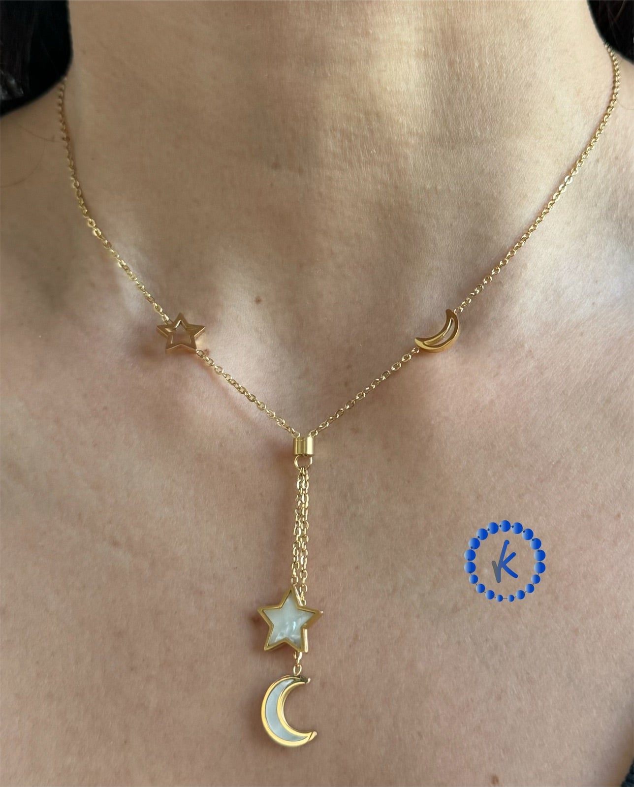 Moon and Star Shell Necklace