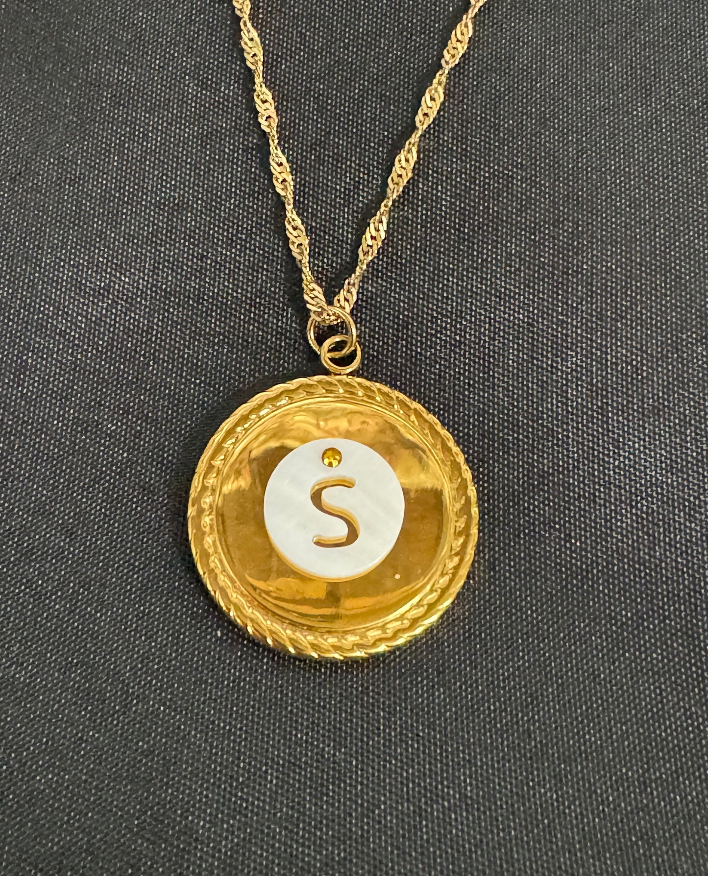 Shell with Flat Back Swarovski Gold Alphabet Necklace