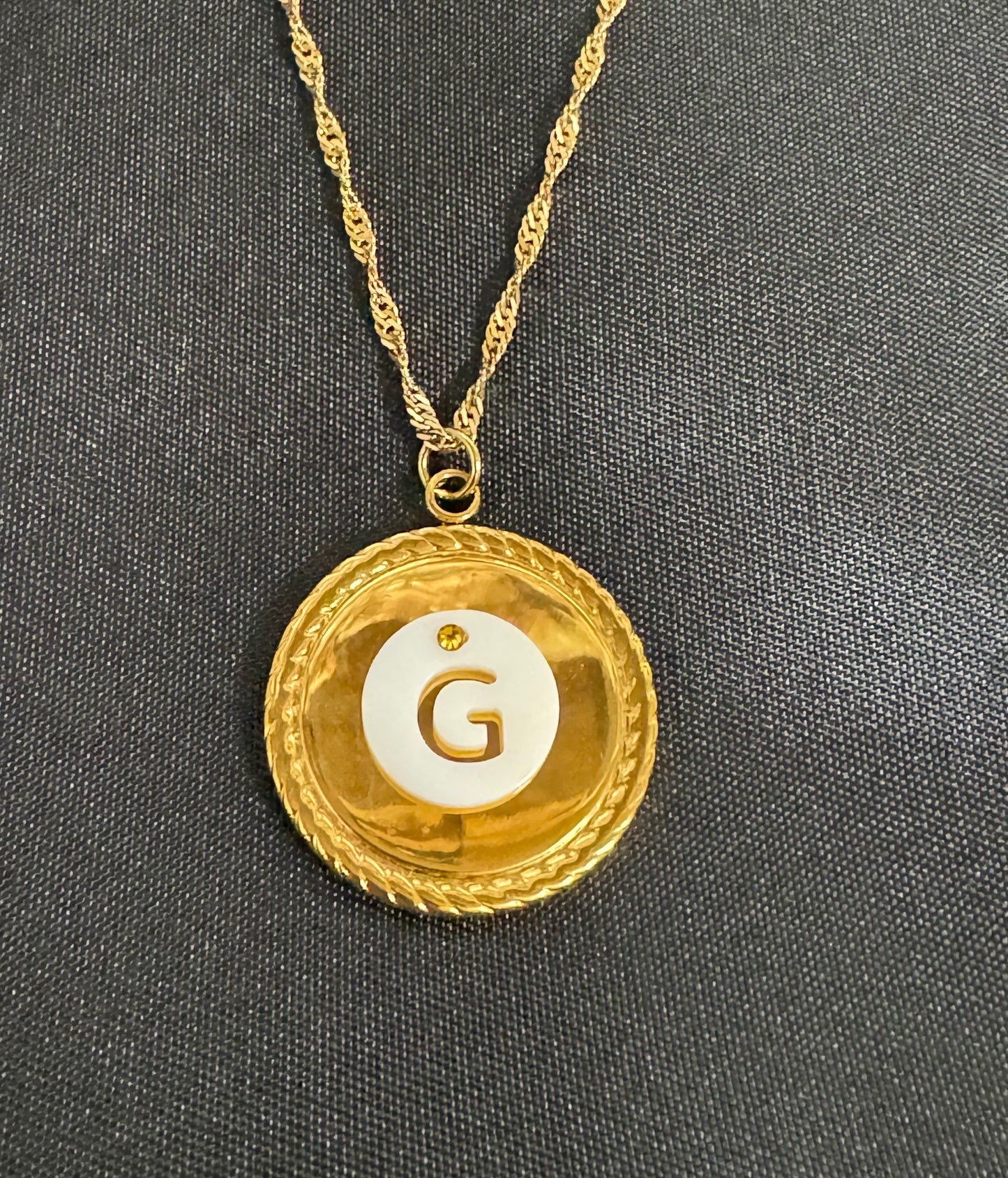 Shell with Flat Back Swarovski Gold Alphabet Necklace