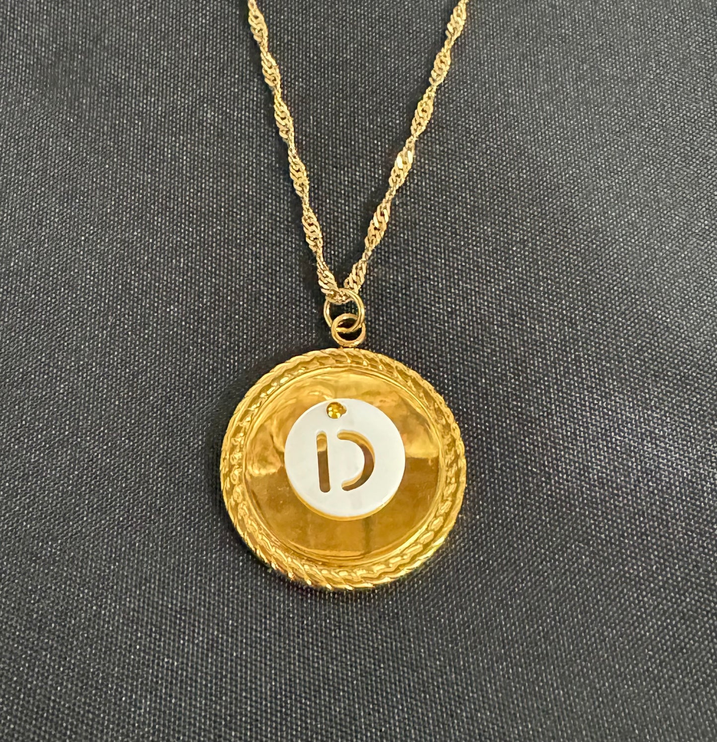 Shell with Flat Back Swarovski Gold Alphabet Necklace