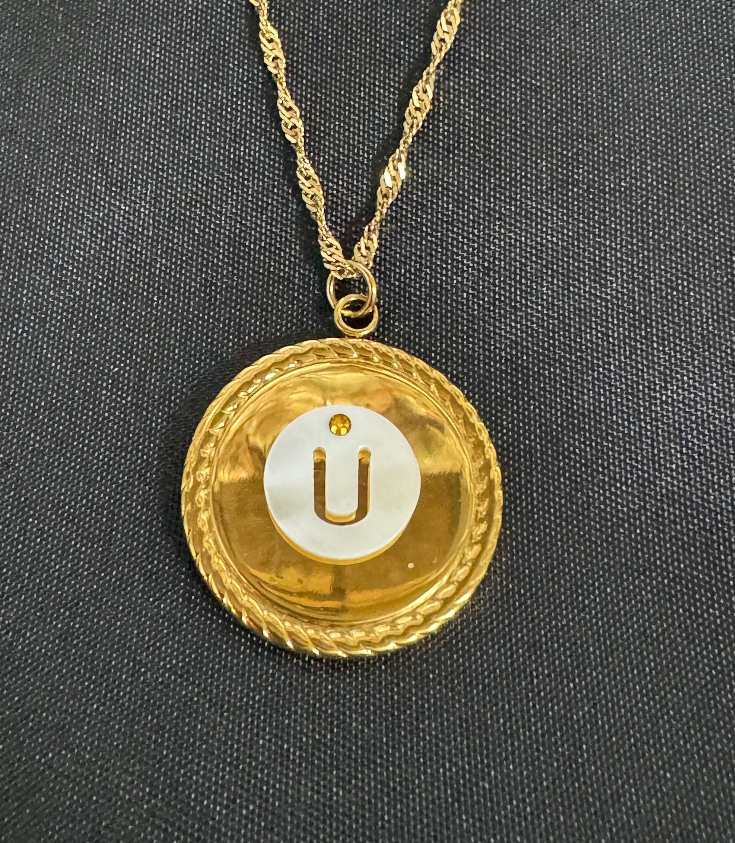 Shell with Flat Back Swarovski Gold Alphabet Necklace