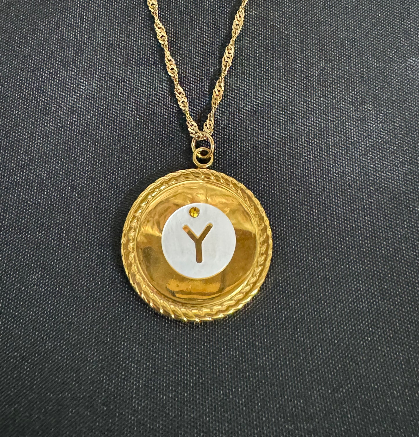 Shell with Flat Back Swarovski Gold Alphabet Necklace