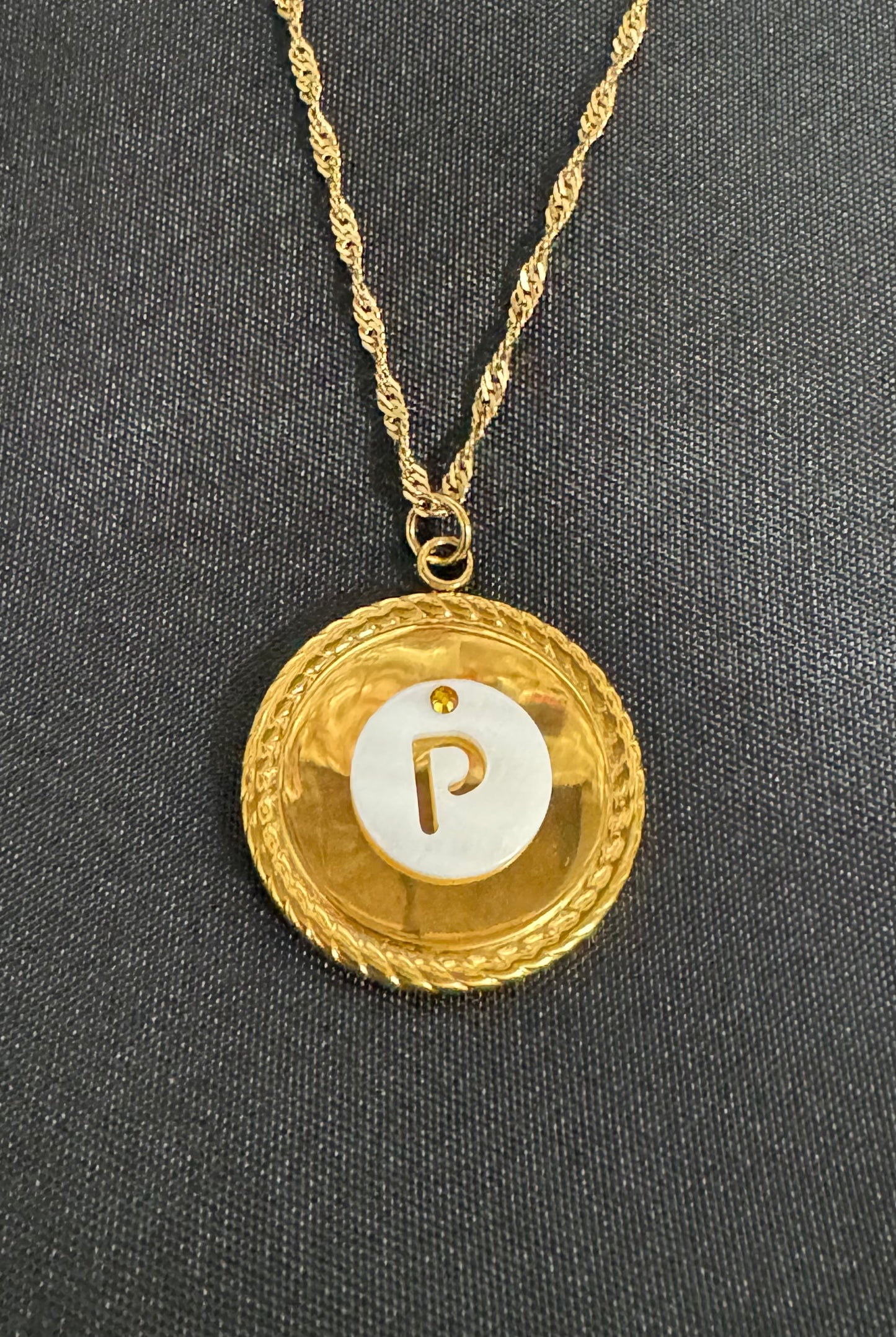 Shell with Flat Back Swarovski Gold Alphabet Necklace