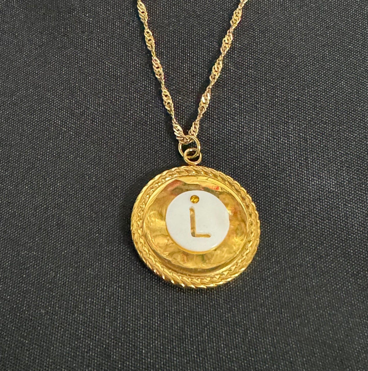 Shell with Flat Back Swarovski Gold Alphabet Necklace