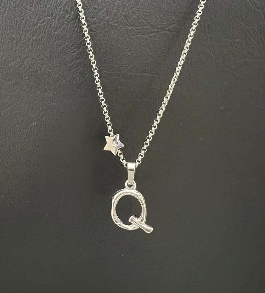 Bamboo Stainless Steel Letter Charm