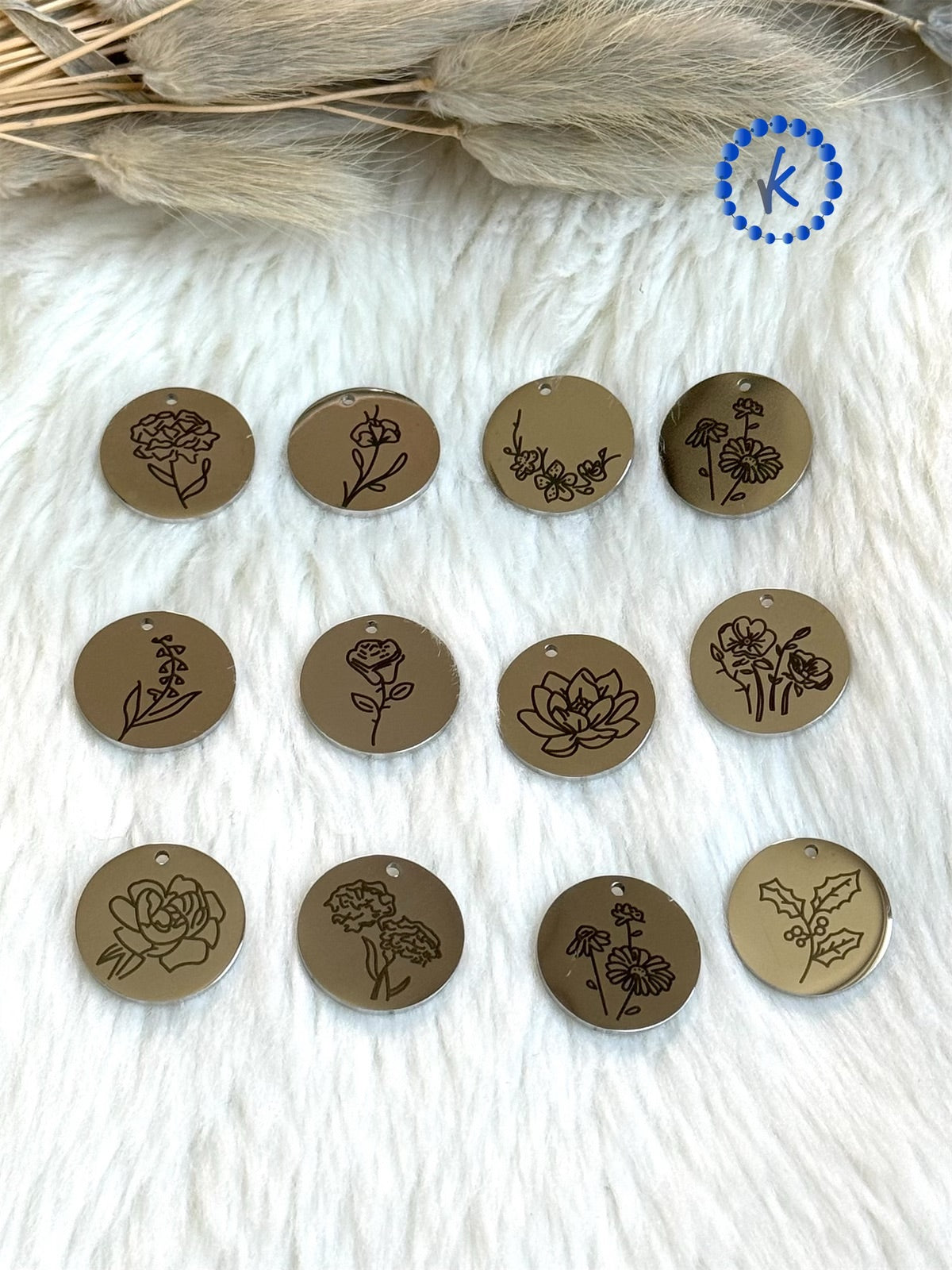 Stainless Steel Birth Month Flower