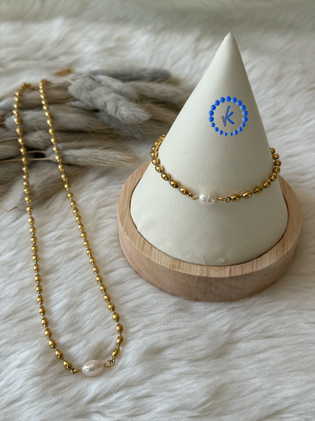 Amazing Set of Rice Ball Chain with Pearl