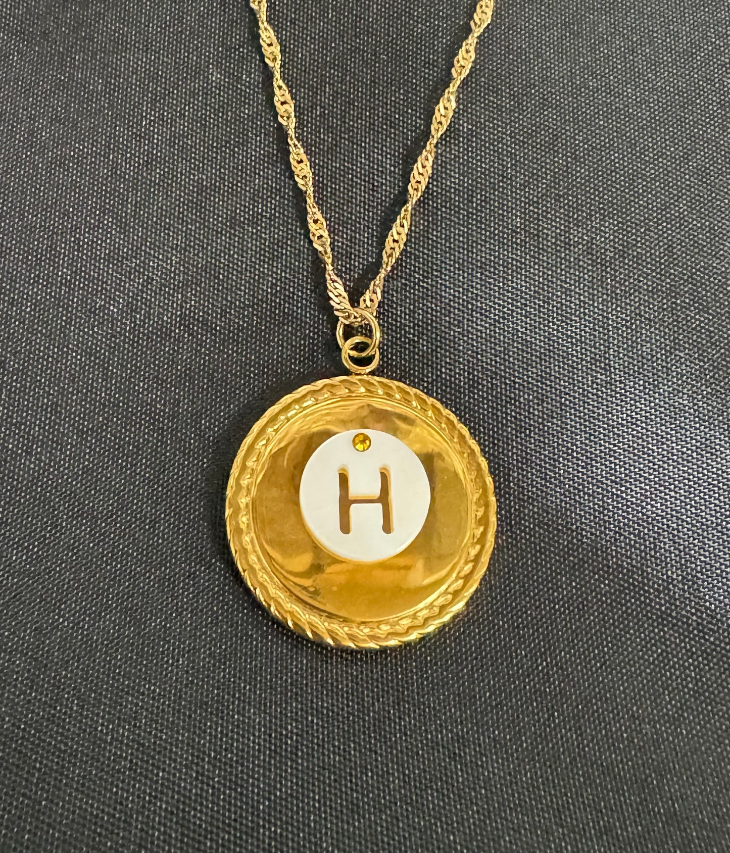 Shell with Flat Back Swarovski Gold Alphabet Necklace