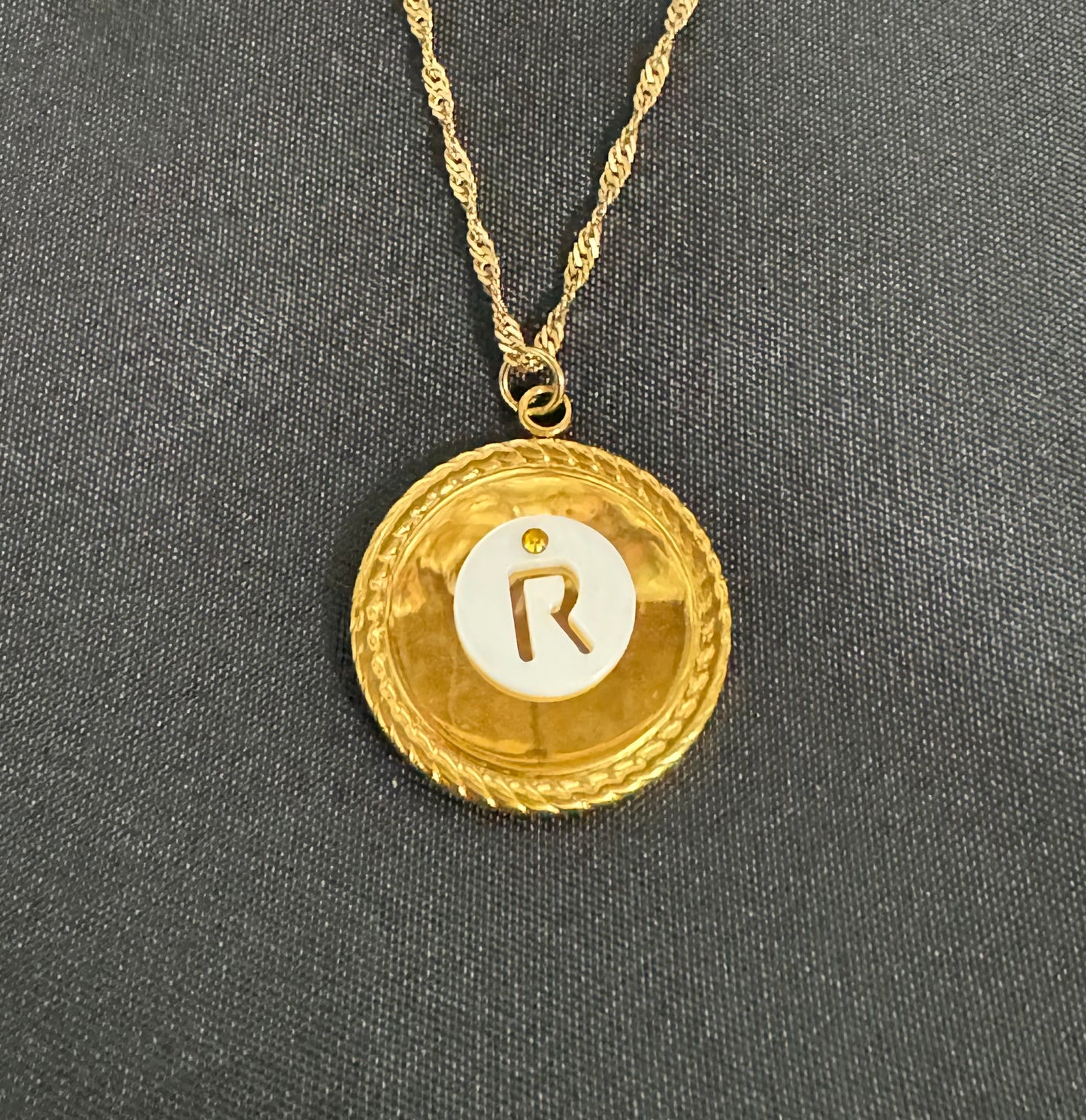 Shell with Flat Back Swarovski Gold Alphabet Necklace