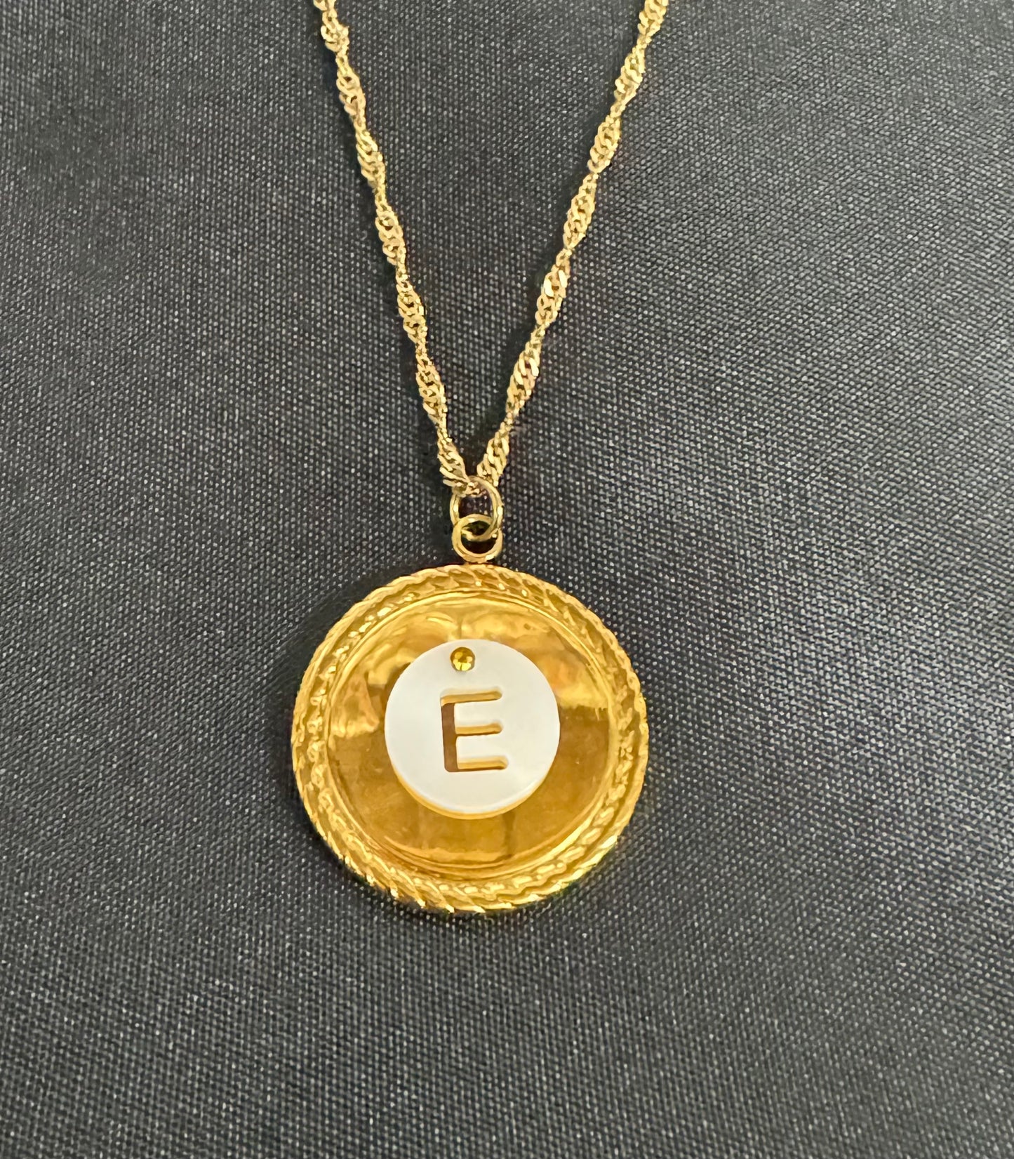 Shell with Flat Back Swarovski Gold Alphabet Necklace