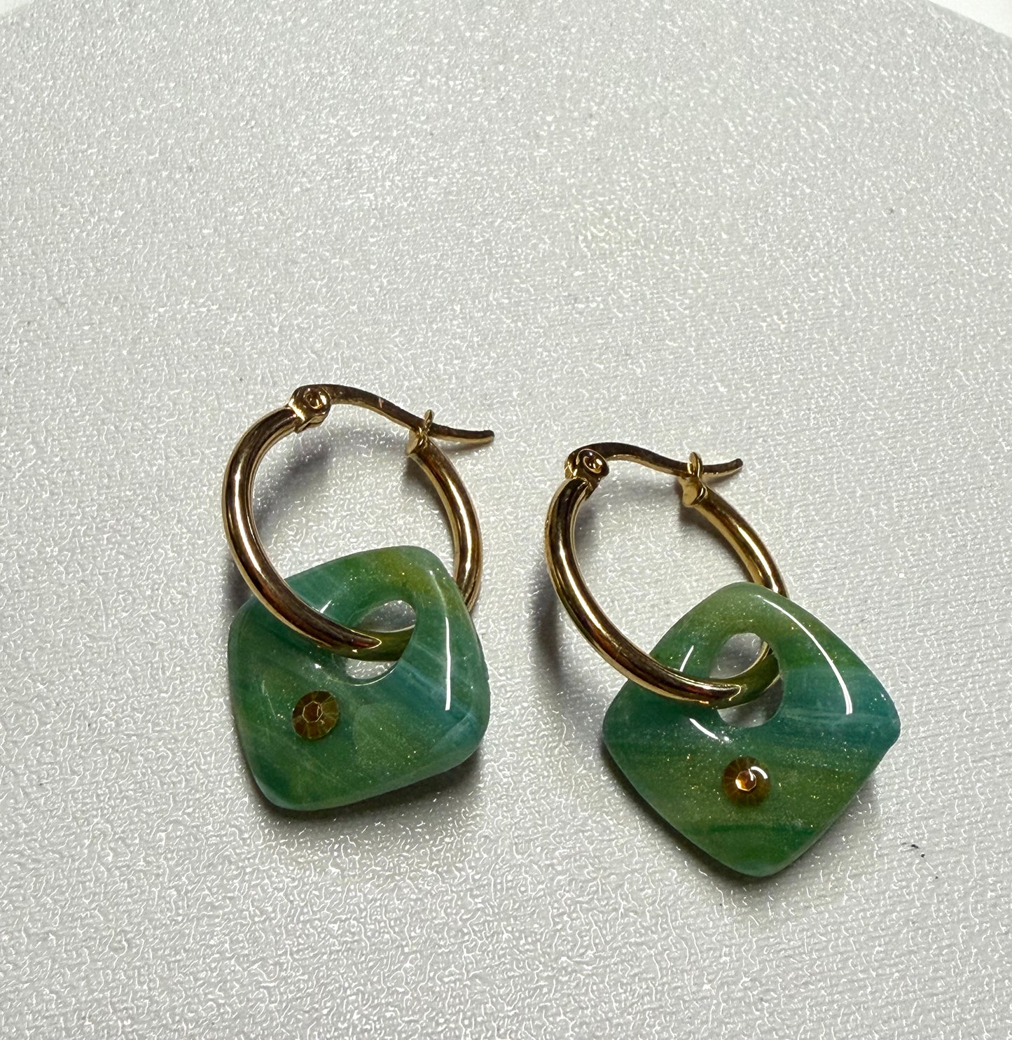 Luminous Green Charm Hoops