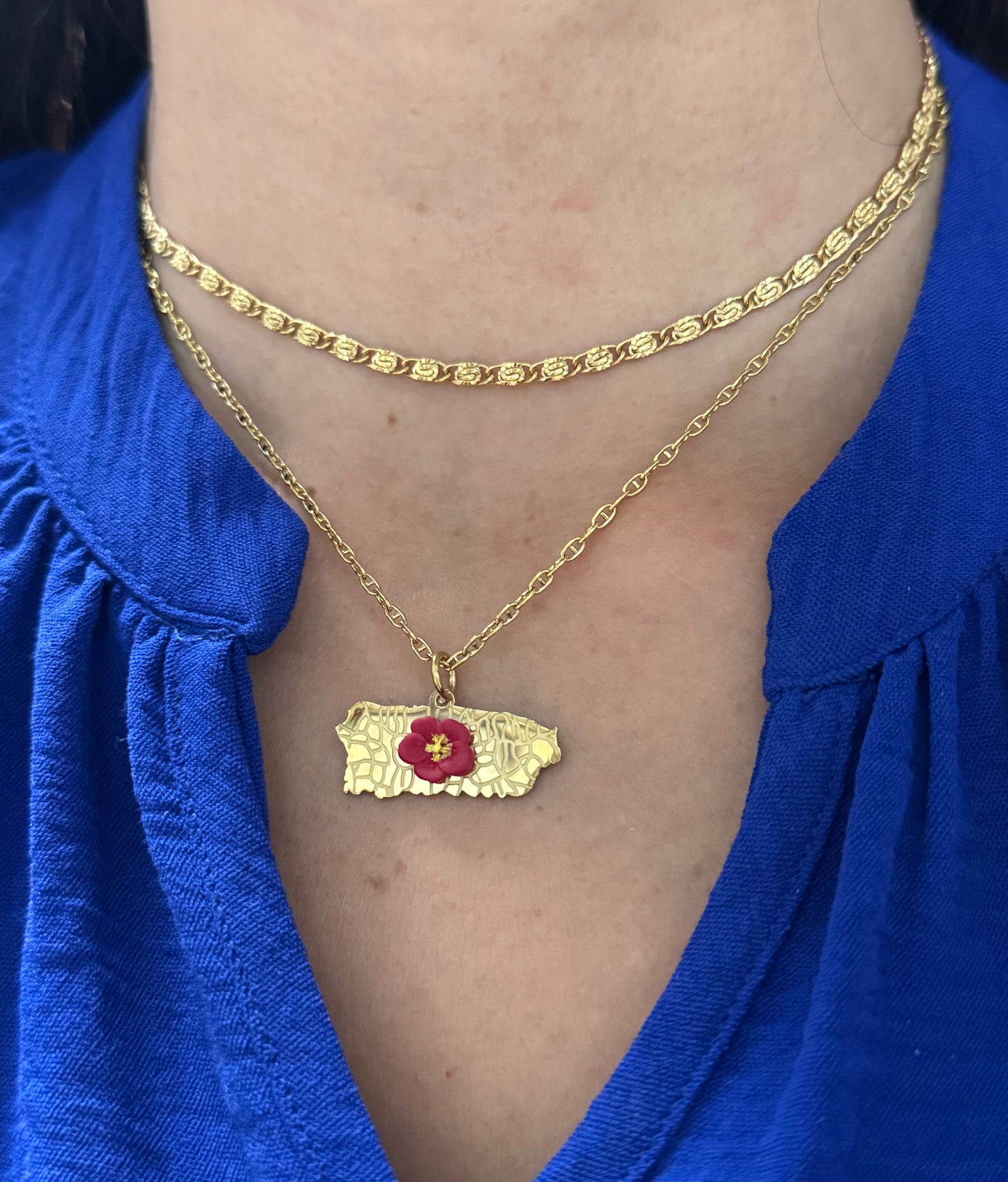 Puerto Rico island pride necklace