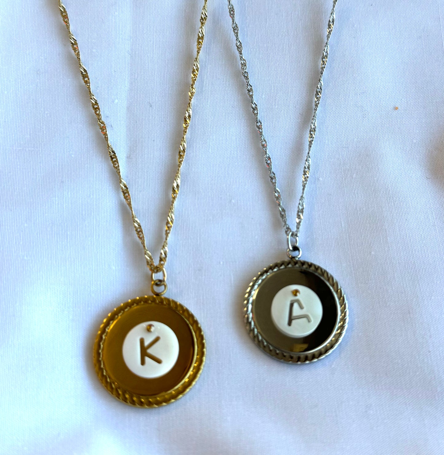 Shell with Flat Back Swarovski Gold Alphabet Necklace