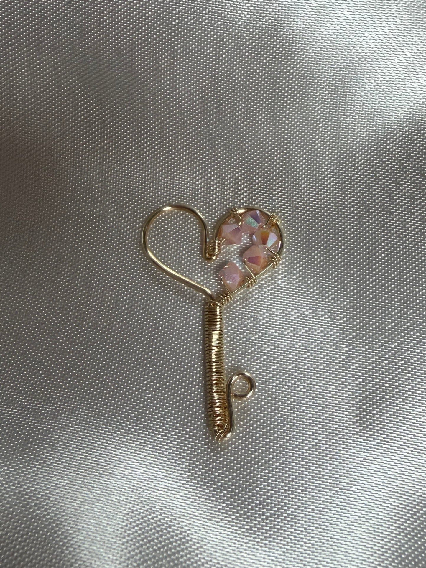 Crystal Heart Key Necklace