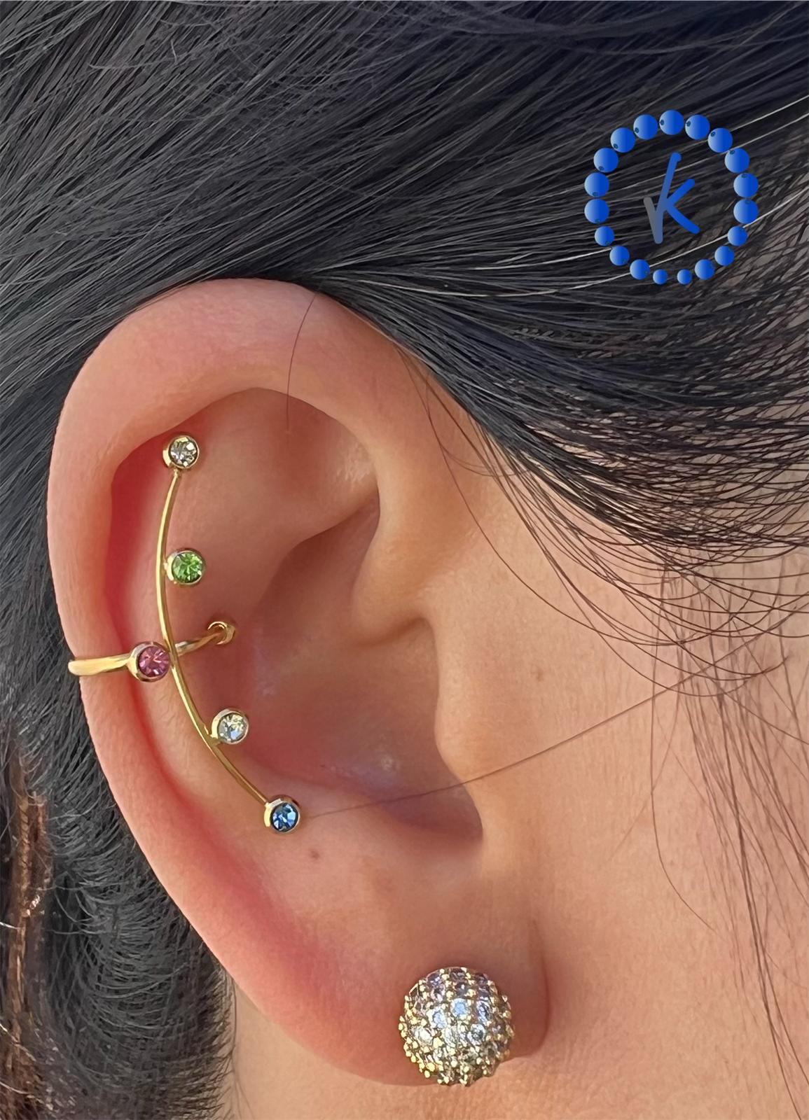Multicolor Crystal Ear Cuff