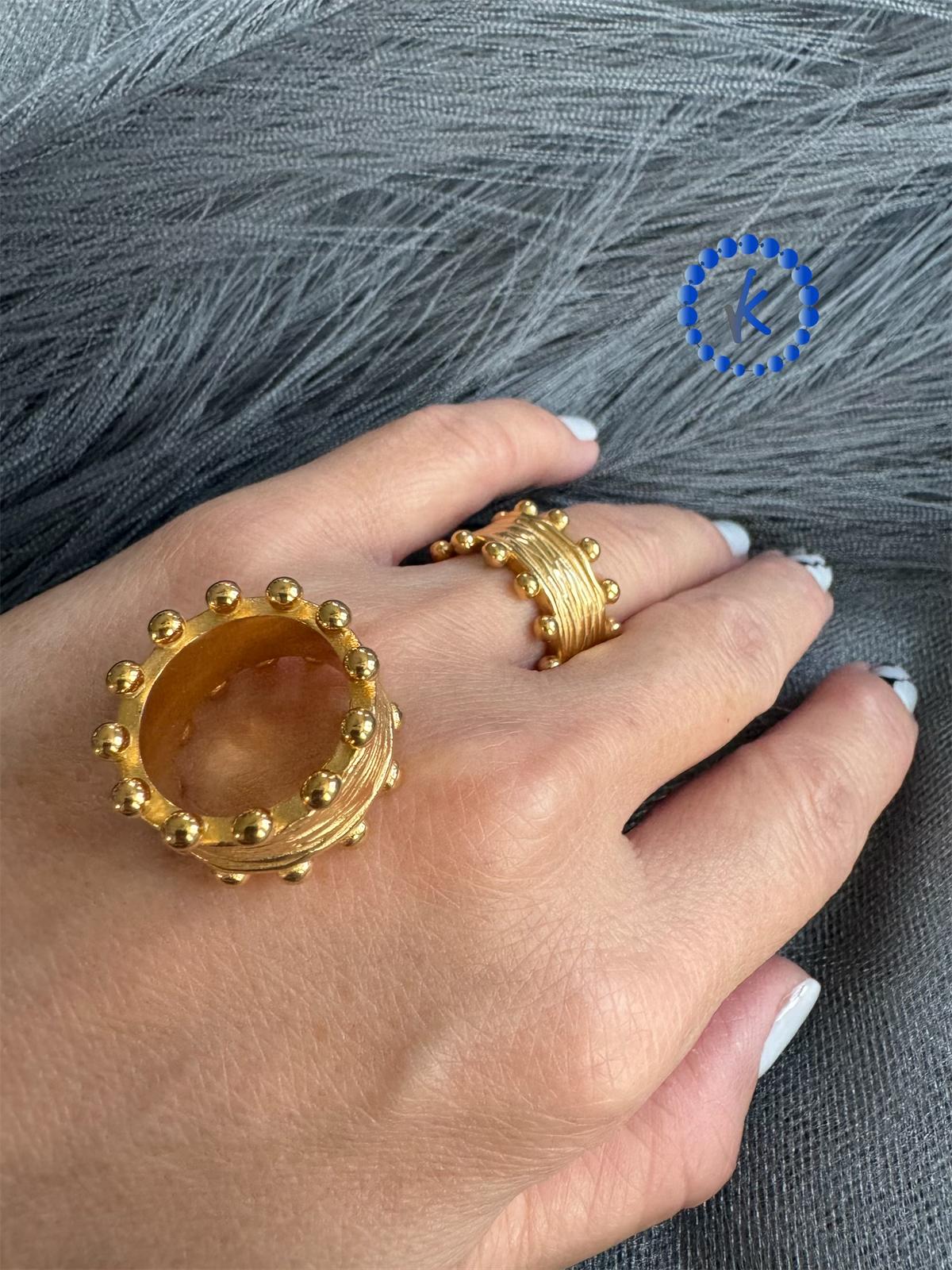 Casual Stainless Steel hammered style ring