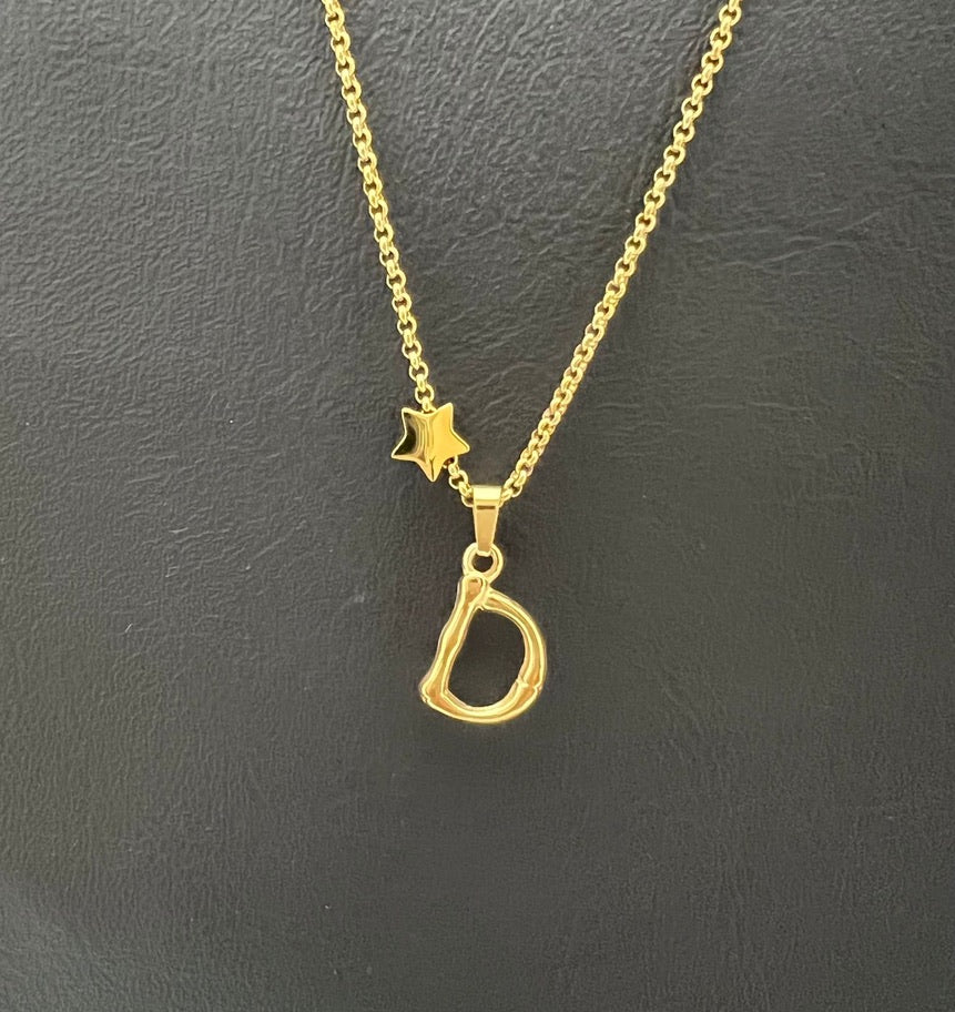 Bamboo Gold Stainless Steel Letter Charm