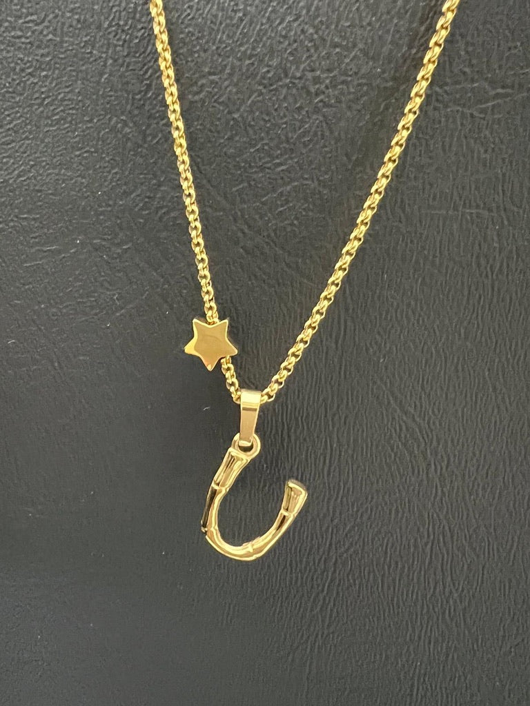 Bamboo Gold Stainless Steel Letter Charm